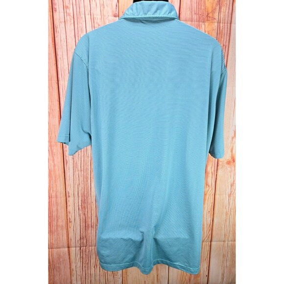 Southern Marsh Mens Aqua Polyester Blend Striped Polo Large - Picture 3 of 8